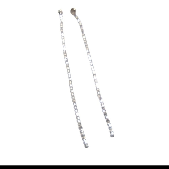 Silver Single Strand 5" Rhinestone Earrings NWOT - Picture 2 of 2